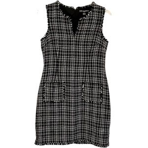 Karl Lagerfeld Dress Tweed Black and White Knit Bodycon Knee Length M